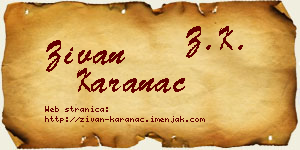 Živan Karanac vizit kartica